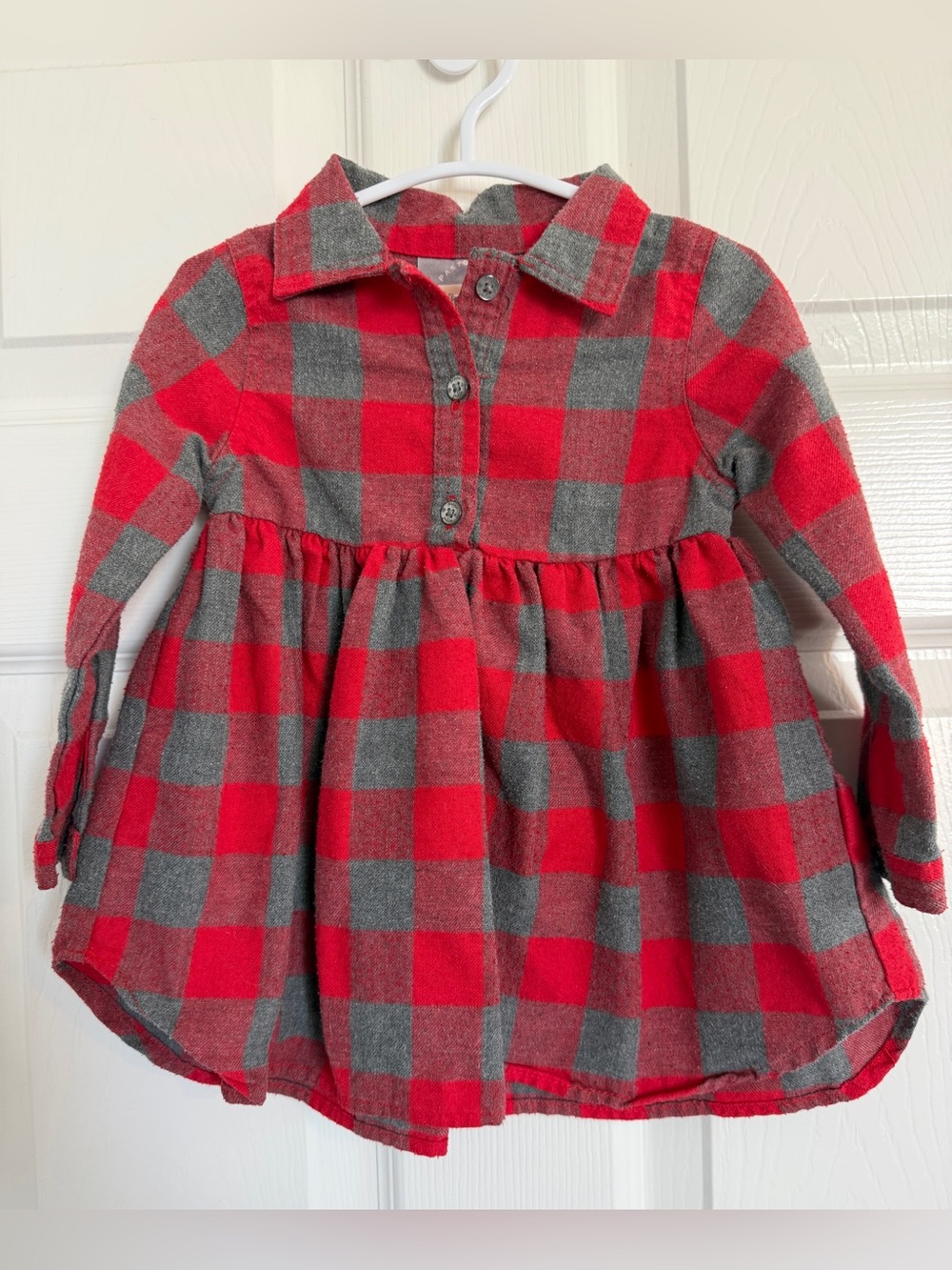 Pippa & Julie Red and Gray Buffalo Plaid Button-Front Dress Top